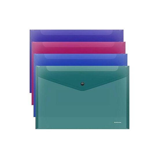 Папка-конверт A3 ERICHKRAUSE Glossy Vivid, на кнопке, разные цвета
