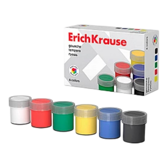 Set de vopsele de guașă ERICHKRAUSE, 17 ml, 6 culori
