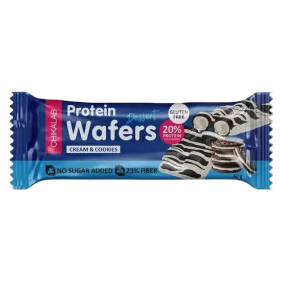 Vafe proteice CHIKALAB, fără zahăr și fără gluten, "Biscuiți și cremă", 40 g