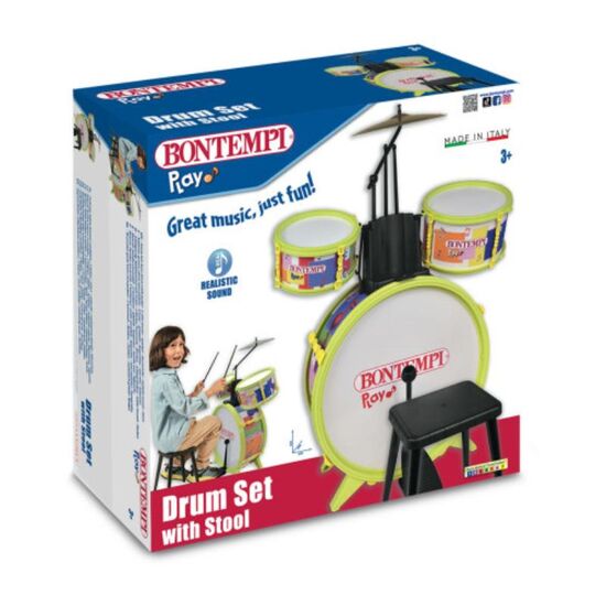 Барабанная установка BONTEMPI, со стулом и 2 палочками, изображение 3