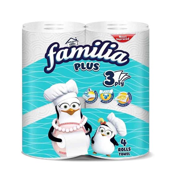 Prosoape de hirtie FAMILIA, 3 staturi, albe, 4 buc, 2 image