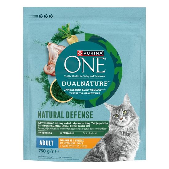 Сухой корм для кошек PURINA ONE DualNature Adult Spirulina, курица, 750 г