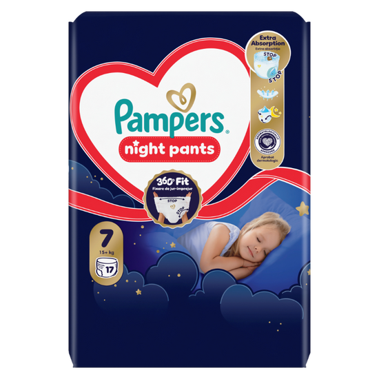 Трусики-подгузники PAMPERS Pants Night, детские, ночные, размер 7, 17 шт