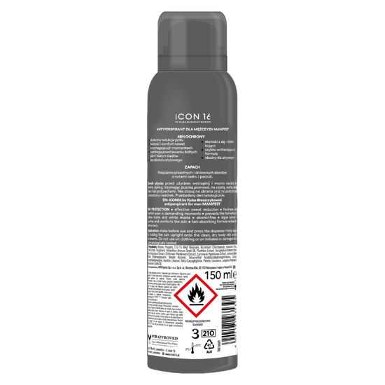 Deodorant antiperspirant spray pentru bărbaţi ICON16 Manifest, 150 ml, 2 image