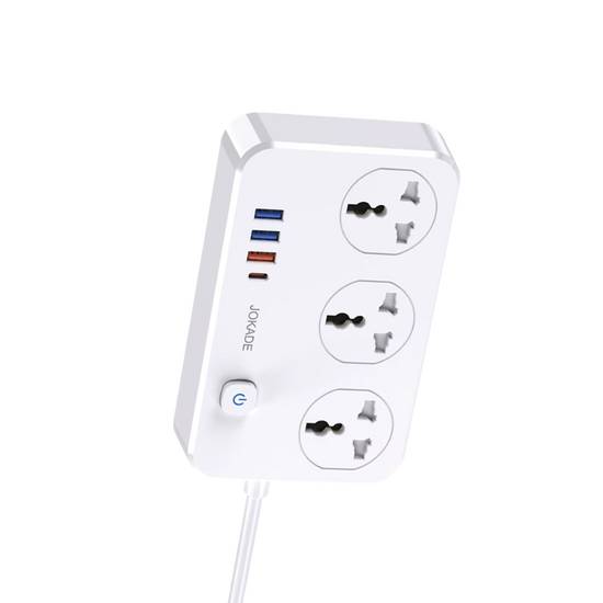 Удлинитель JOKADE универсальный JB058, 3 розетки + USB-C 3 А, 1,5 м, белый, изображение 2