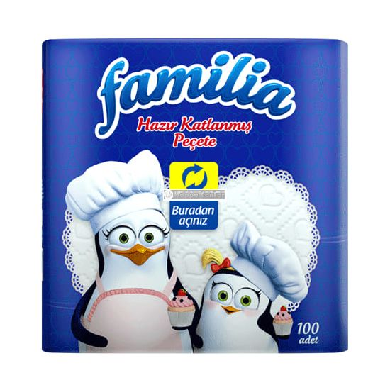 Салфетки кухонные FAMILIA, 1 слой, белые, 100 шт, изображение 2