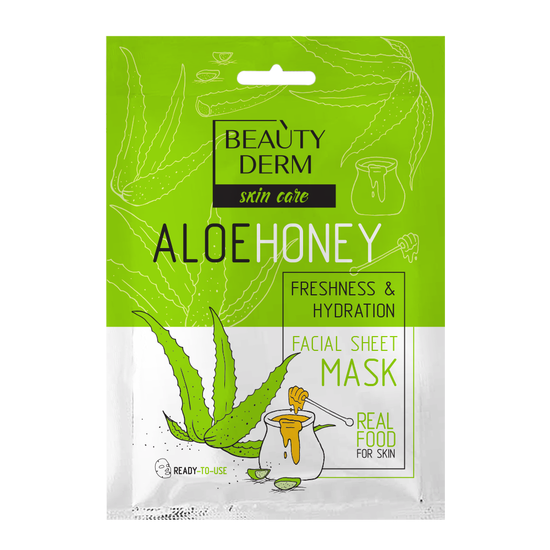 Masca in folie BEAUTYDERM, aloe-miere, 25 ml