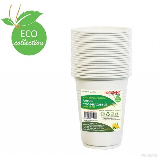 Стаканы BIO PROSTAND, из кукурузного крахмала, 180 мл, 20 шт, изображение 2