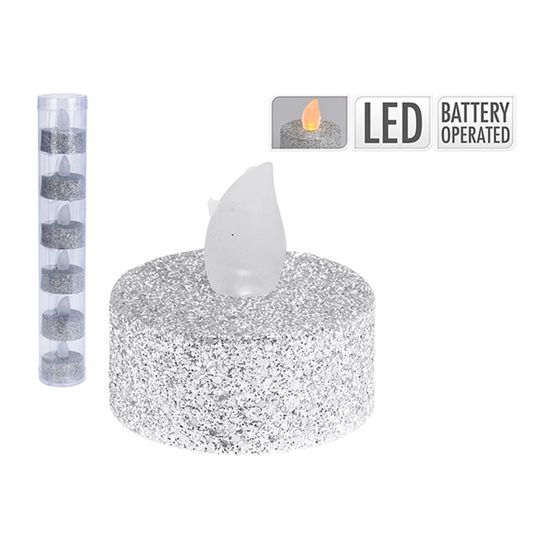 Набор свечей LED чайных с блестками, серебро, 6 шт, изображение 2