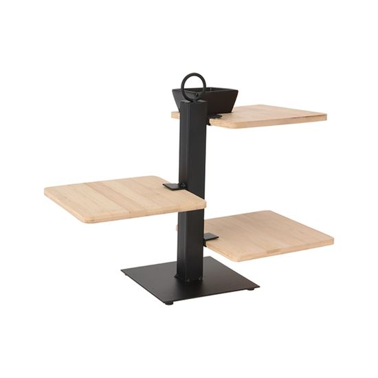 Suport de servire, 3 nivele, bambus si metal, 32X27X15 cm, 2 image