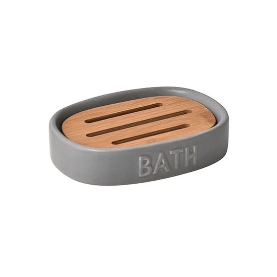 Sapuniera TENDANCE Bath sur, ceramica+bambus, 2 image