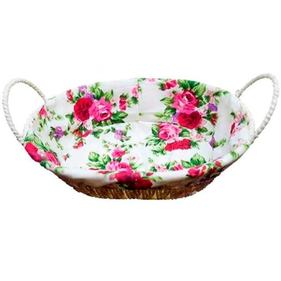 Cos impletit, pentru paine, captusit cu material textil si manere, 27Х20Х8cm, 2 image