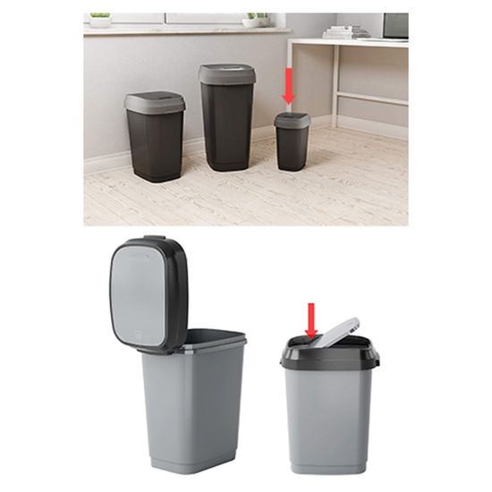 Cos pentru gunoi KIS, cu capac batant, H33 cm, 10 l, 2 image