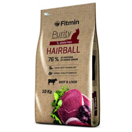 Корм Fitmin Cat Purity Hairball, сухой, 10кг