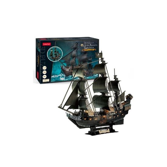 3D puzzle CUBICFUN Corabie de pirati - Razbunarea Reginei Anne, cu iluminare LED, 293 elemente