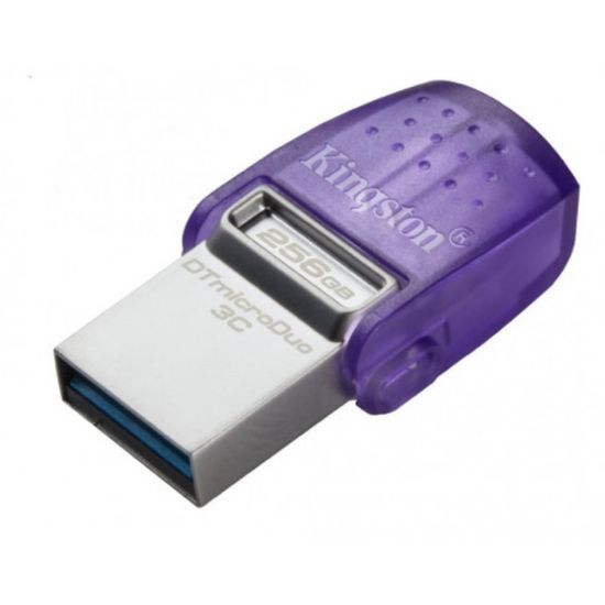 Stick KINGSTON DataTraveler microDuo, USB3.2, 3C, USB-C, + USB-A, violet, ultra mici, 256GB