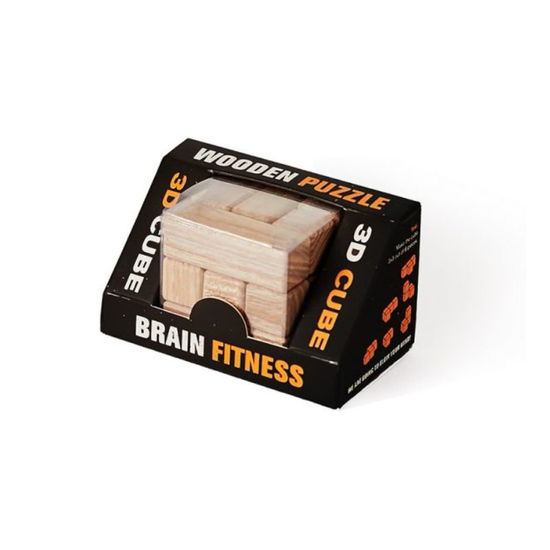 Joc de logica IQ PUZZLE Wooden Cube, 6 piese