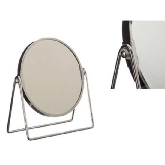 Oglinda de masa cu doua fete, cromata, D17 cm