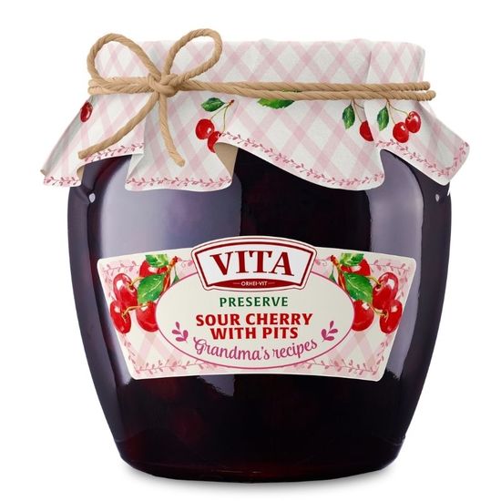 Варенье VITA вишневое с косточками, 680г, изображение 2