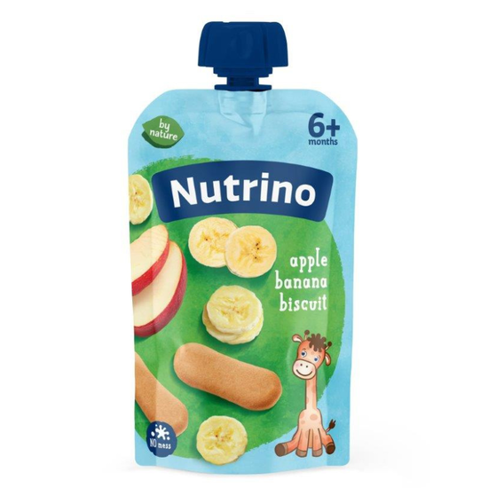 Piure NUTRINO, Mar, Banana, Biscuiti, 6+ luni, 100 g