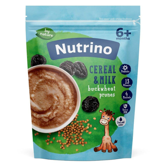 Terci NUTRINO, din hrisca cu prune uscate si lapte, 6+ luni, 200 g