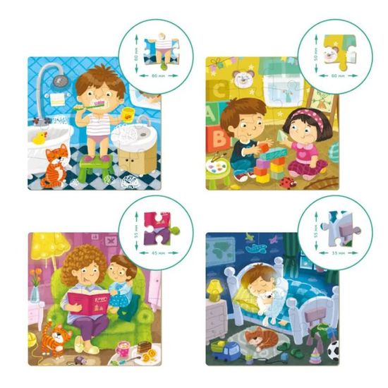 Пазлы DODO 4в1, Распорядок дня, (12, 16, 20, 24 puzzle), 300130, изображение 3