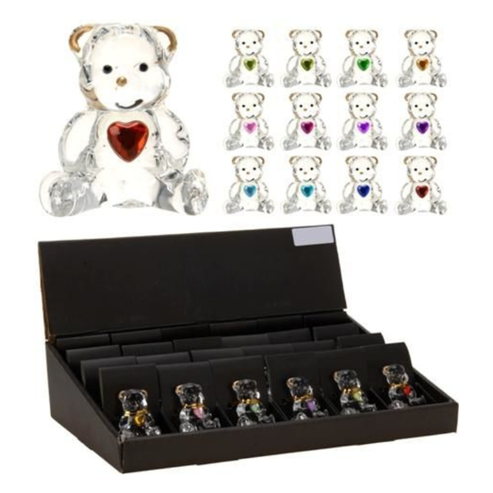 Suvenir "Ursulet cu inima" Valentine, din sticla, 4 х 4 cm