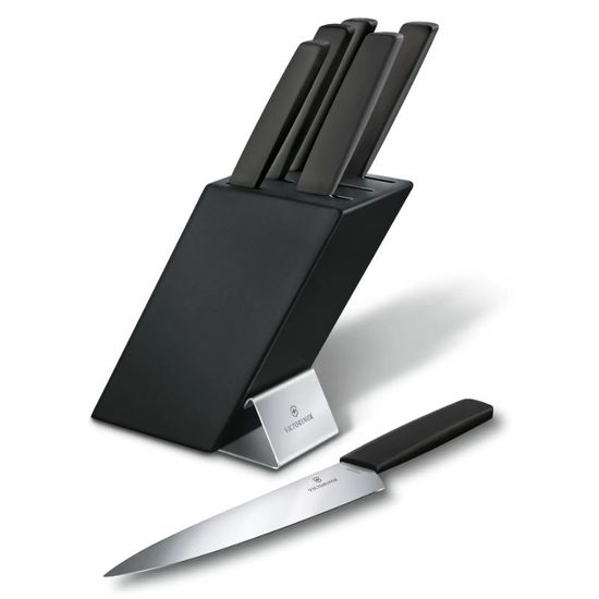 Набор ножей VICTORINOX Swiss Modern, cutlery block, beechwood black, 6pcs, black, 6.7186.63, изображение 3