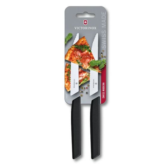 Set de cutite VICTORINOX Swiss Modern, steak, 2pcs, 12cm, wavy, black, blister, 6.9003.12WB, 2 image
