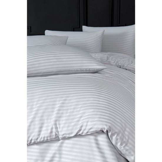 Постельное белье Евро 2 NEWHOME Stripe Satin, серый, изображение 3