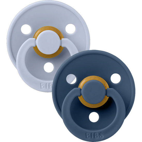Set suzete BIBS Colour Dusty Blue & Steel Blue, din latex, rotunde, 0-6 luni, 2 buc