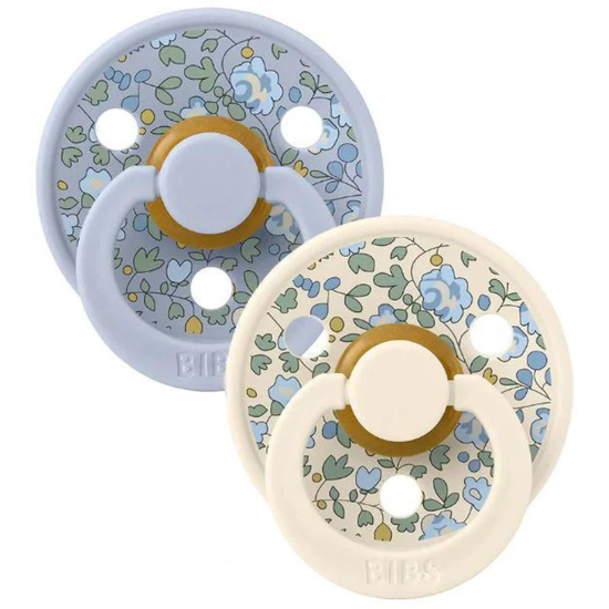 Набор пустышек BIBS Colour Liberty Eloise Dusty Blue Mix, круглые, латексные, 0-6 мес, 2 шт