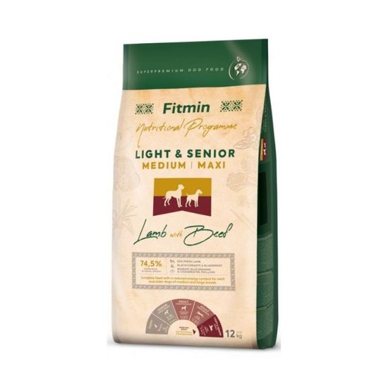 Сухой корм FITMIN dog medium maxi light senior lamb&beef, 12 кг