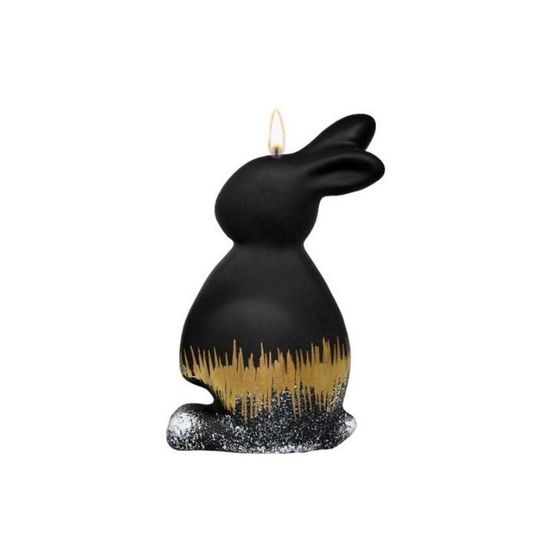 Lumanare decorativa Bunny LM00526, Metalic, Negru-Auriu, 19 cm, 2 image