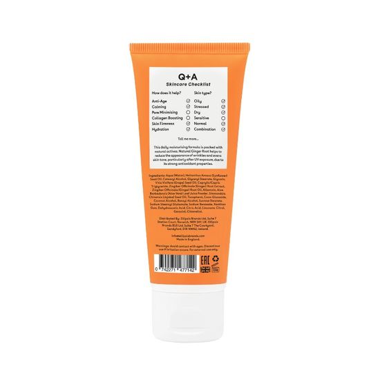 Крем для лица Q+A Ginger Root Daily Moisturiser, на основе корня имбиря, увлажняющий, 75мл, изображение 2