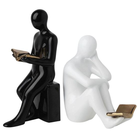 Figurina "Cititori" 30 cm, ceramica, 2 buc., 2 image