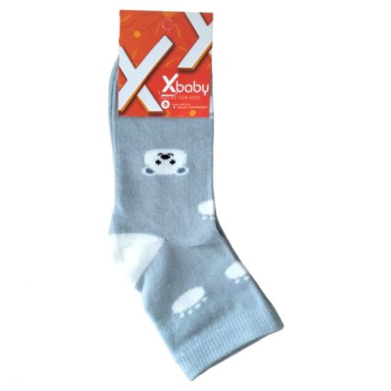 Sosete copii X-BABY int-6, gri cu desen, marime 27-30