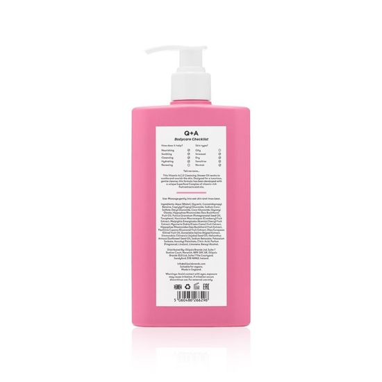Масло для душа Q+A Vitamin A.C.E Cleansing Shower Oil, витаминизированное, 250мл, изображение 2