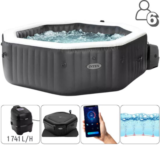 Надувной СПА-джакузи INTEX Jet & Bubble Deluxe, 6-и местный, 218 x 71 см, 1 098 л, изображение 3
