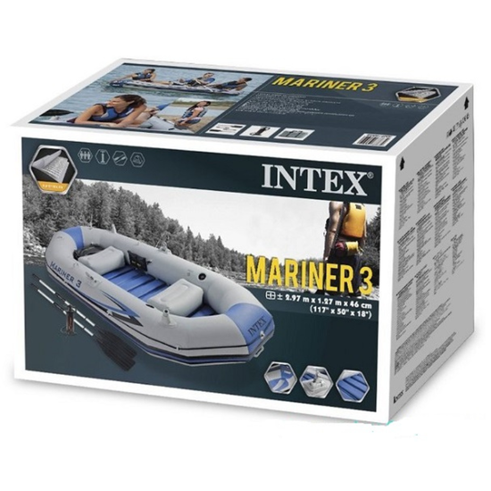 Barca gonflabila INTEX Mariner 3, cu vasle si pompa, 297 x 127 x 46 cm, pana la 400 kg, 4 image