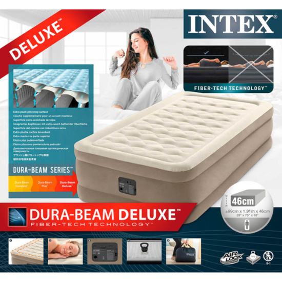 Pat gonflabil INTEX Velur Ultra Plush, cu pompa incorporata 220V, 99 х 191 х 46 cm, pana la 136 kg, 6 image