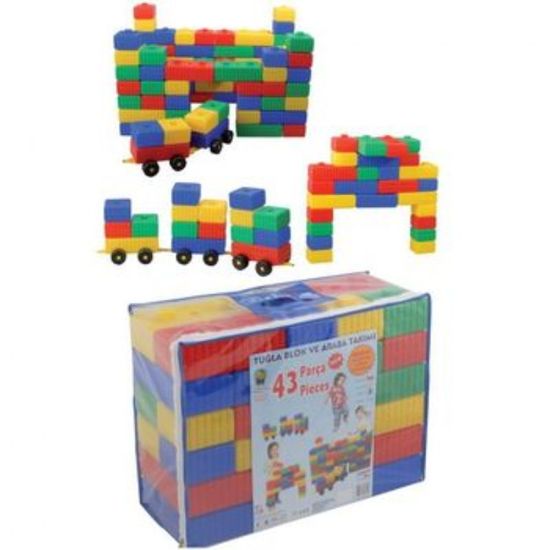 Set caramizi mari de constructie cu roti (43 piese), 3 image