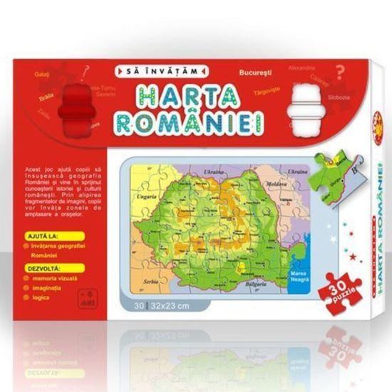 Пазлы M-TOYS MIDI Harta Romaniei, 30 элементов, изображение 2