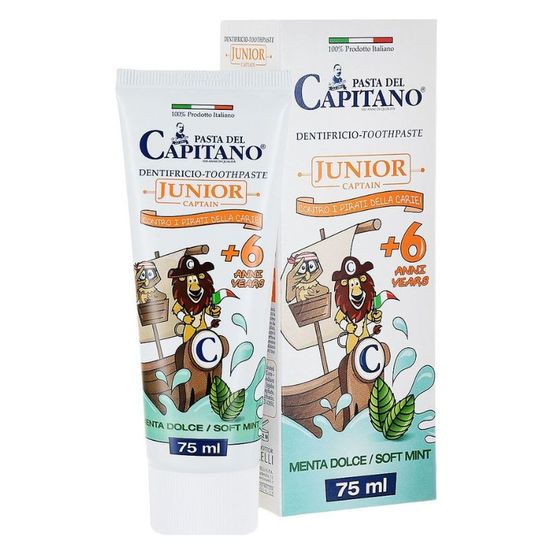 Pasta de dinti pentru copii PASTA DEL CAPITANO Menta Moale, 75 ml