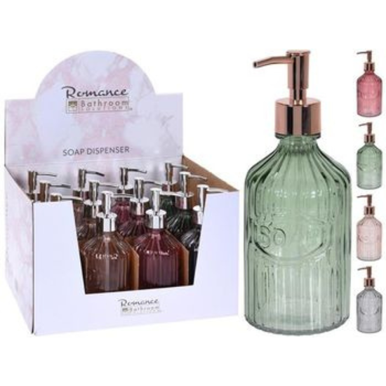 Dozator pentru sapun Bathroom Romance, 450 ml, 21 cm, din sticla, 4 culori, 2 image