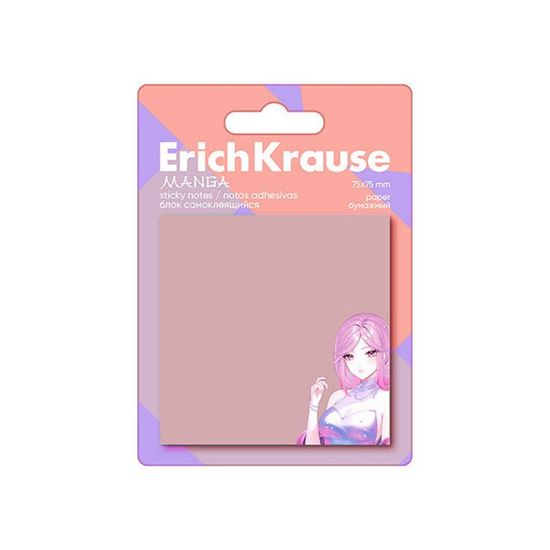 Autocolante de papetarie ERICHKRAUSE Manga, 75 х 75 mm, 50 foi,  roz cu desen, 2 image
