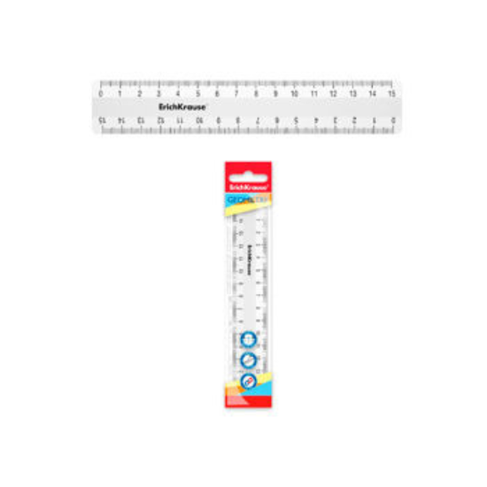 Линейка ERICHKRAUSE Classic, Пластик, 15 cм, Белая