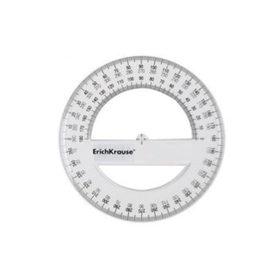 Транспортир ERICHKRAUSE Clear, Прозрачный, 1/20, 360°/12 cм
