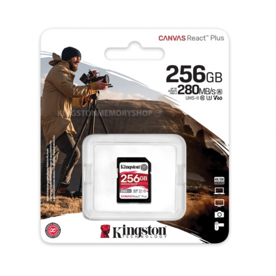 Card de memorie SD KINGSTON Canvas React Plus, Class10, UHS-II, U3, (V60), 256 GB, 3 image