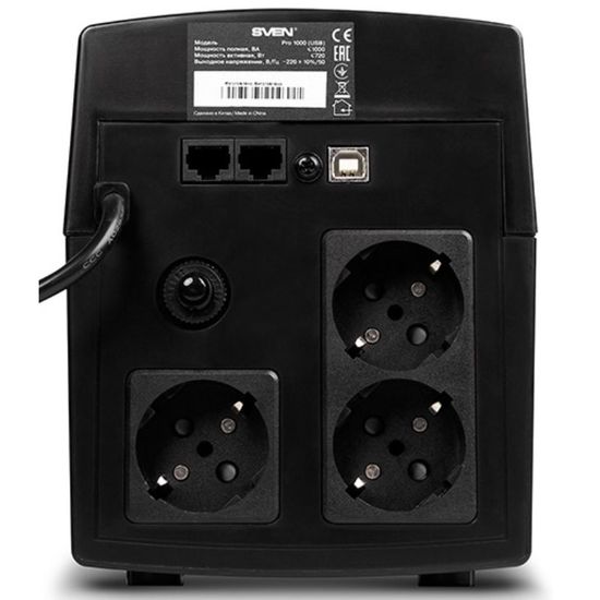 Источник бесперебойного питания SVEN Pro 1000, USB, AVR, изображение 4